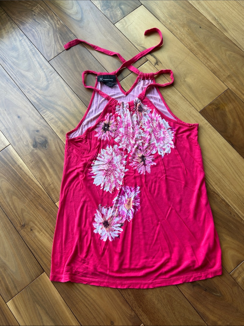 INC International Concepts Hot Pink Floral Halter Tank